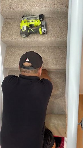 How to Install Carpet on Stairs Using Just a Staple Gun#carpet #steps#stair#staple gun# tips