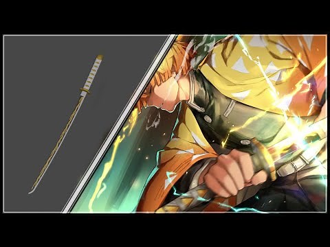 Demon Slayer Zenitsu's Nichirin Katana | Blender 3D Modeling