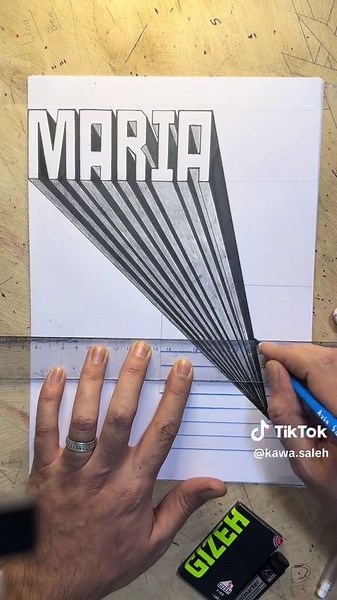 How to drawing of the name MARIA 3d #paperart #drawing #maria #Art3D #رسم_ثري_دي كيفية رسم اسم maria ثلاثية الأبعاد على الورق