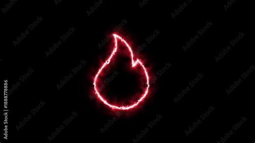 fire color glow neon fire icon animation. stylized neon icon with a modern, Fire flame ring of fire on black background 4K flame animation motion graphic, 4k video
