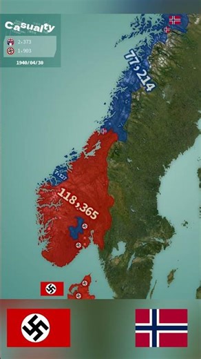 1940 The Norwegian campaign Animated Map #OperationWeserübung #ww2
