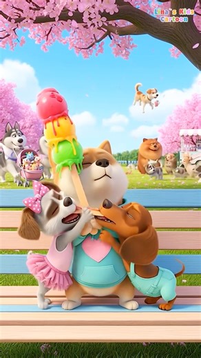 Cute Cartoon Puppies Have a Playground Party 🎉🐶 Kids Song