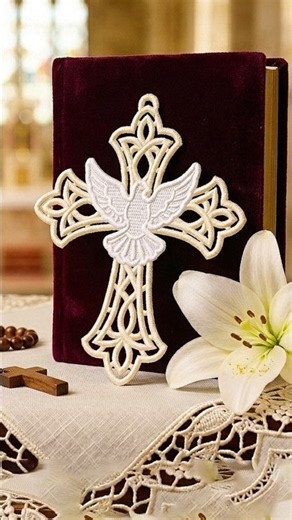 Free Standing Lace Cross with Dove | Machine Embroidery Design #fslembroidery #religion #cross