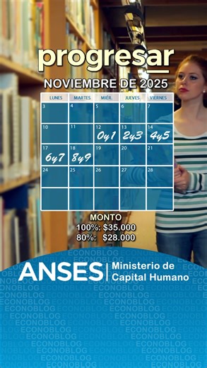 EconoBlog on Instagram: "Cronograma de la Anses con las fechas de pago de Becas Progresar en noviembre de 2025 📚 Este mes, los estudiantes reciben la octava cuota del corriente ciclo lectivo. Recordemos que los estudiantes de Progresar Obligatorio tienen tiempo de certificación en la participación de Actividades de Extensión Formativas hasta el 30 de noviembre. De esta forma recibirán las cuotas estímulo del programa. Además, el 30 de noviembre vencerá el plazo de inscripción a Progresar Trabaj