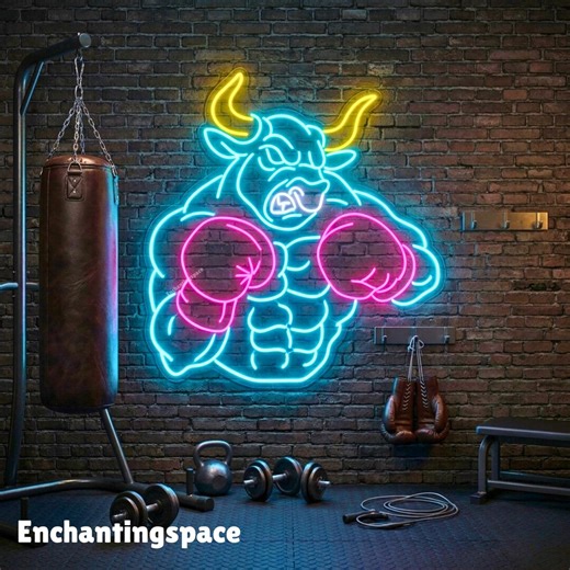 Boxing Bull Neon Light Sign, LED Wall Decor for Boxing Gym or Sports Room, Gift for Bodybuilders - Etsy