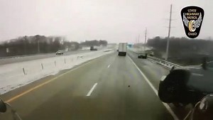 WHOA. Scary video shared by the Ohio State Highway Patrol shows just how dangerous frozen overpasses and bridges can be. This was taken on I-75 near Lima. MORE DETAILS: bit.ly/2HV1s6f | WSYX ABC 6