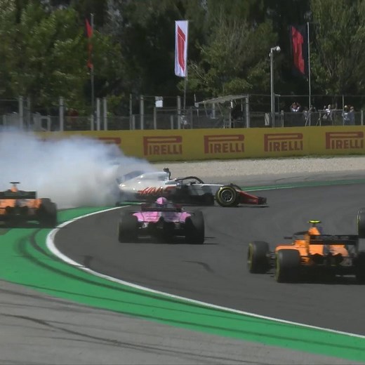 Chaos at the start in Spain 💥 Three cars out after three corners 😮 | F1