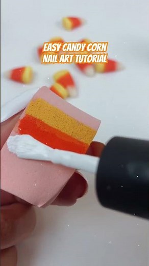 Easy last minute Candy Corn Nail Art Tutorial for Halloween | #shorts #halloweennails