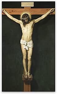 KWAY Christ Crucified by Diego Velazquez - Painting of Jesus on the Cross - Canvas Wall Art Unframed Jesus Pictures Print Poster for Living Room Bedroom Wall Decor (16x24in/40x60cm)