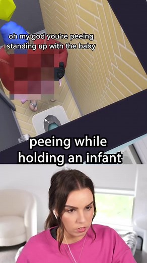 Sim Peeing While Holding Infant in Sims 4