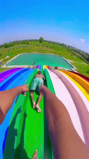 Exciting Parkour Flips at the Waterslide Park