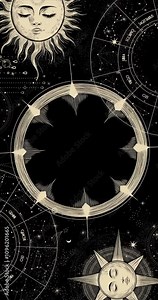 Vector illustration set of moon phases. Different stages of moonlight activity in vintage engraving style. Zodiac Signs