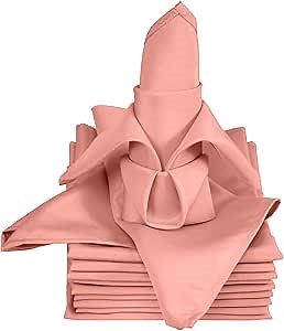 TableLinensforLess 20x20 Inch Hemmed SimplyPoly XL Cloth Napkins Set of 12 (Dusty Rose)