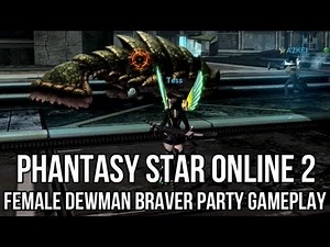 Phantasy Star Online 2 (Free MMORPG): Female Dewman Braver Party Gameplay (Japan)