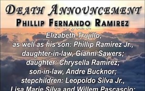 3.3K views · 20 reactions | Channel 5 Daily Obituaries - PHILLIP FERNANDO RAMIREZ | News 5 Live | Facebook