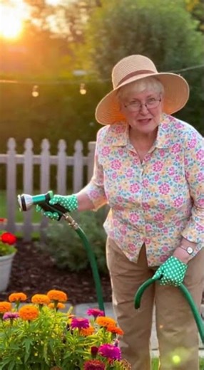 Grandma just lost a water fight with the garden hose 😂💦 #SeniorMoments #GrandmaLife #FunnySeniors