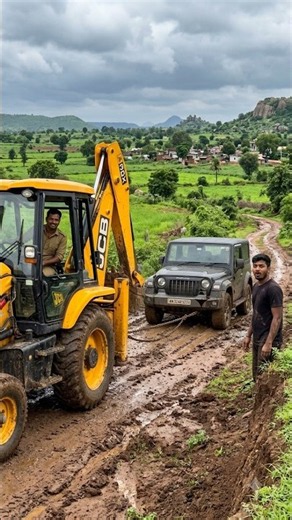 कीचड़ में फंसी Thar! 😱 JCB वाले ने 1000 रुपये में निकाला!