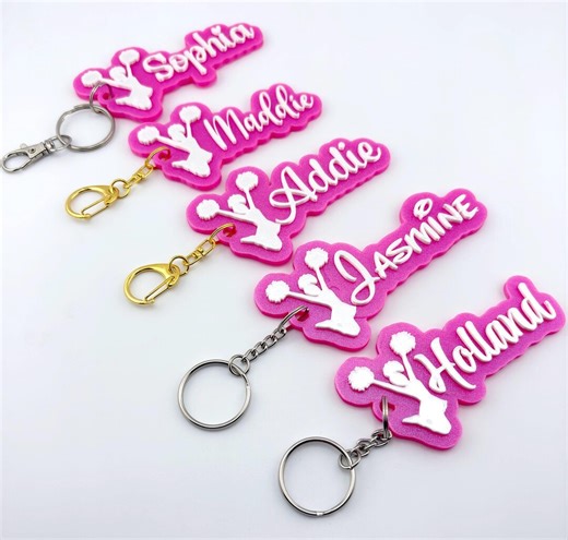 Personalized Cheer Name Tag Keychain | Youth Sports Team Equipment Bag Cheerleader Name Tag, Custom School Backpack ID - Etsy