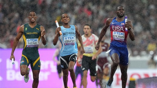 U.S. second to Botswana in men's 4x400m final
