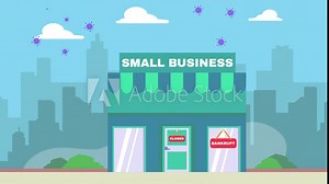 Small business store with Closed and Bankrupt word