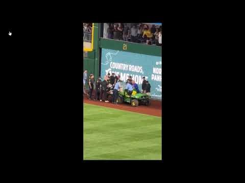 Fan Falls From Roberto Clemente Wall During Cubs vs. Pirates Game | Fan STRETCHERED OFF FIELD
