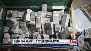 21K views · 382 reactions | National Security Warehouse raid: Gold bars, counterfeit cedi notes, fake Ghana Army uniforms and boots seized. #JoyNews | JoyNews | Facebook