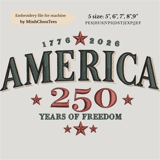 Retro USA 250 Embroidery Design, America 1776 Patriotic 4th of July, Vintage 250 Years USA Embroidery File PES Dst Instant Download - Etsy