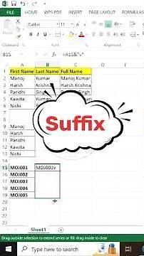 Excel CONCATENATE Function & "&" Operator | Add Prefix and Suffix Easily | Excel Tips #excel