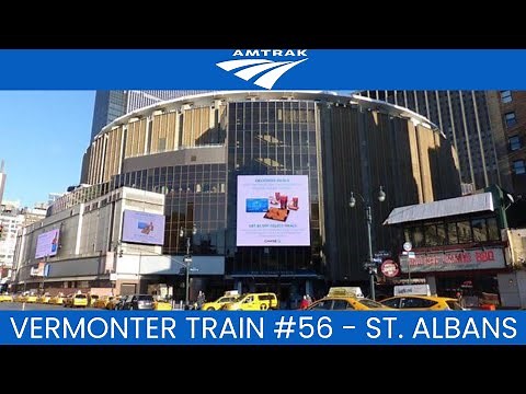 Amtrak Vermonter Train 56 to St. Albans Approaching the Station Announcements at New York