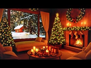 Peaceful Christmas Music for Relaxation - Relaxing Christmas Ambience - Warm Fireplace and Soft Snow
