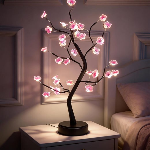 Cherry Blossom Tree Lamp | Touch Sensor Night Light | LED Bonsai Table Light | USB or Battery Powered Desk Decor | Pink Flower Tree Lamp - Etsy