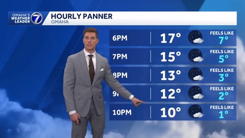 Arctic air continues to pour into Omaha this evening