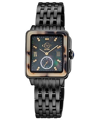 GV2 by Gevril Women's Bari Tortoise Swiss Quartz Black Stainless Steel Watch 30mm x 34mm - Macy's