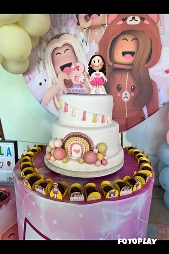 DECORAÇÃO DE FESTA ROBLOX MENINA/ROBLOX ROSA - ANIVERSÁRIO DE 8 ANOS DA GABY