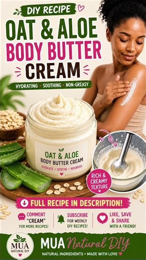 🌿 DIY OAT & ALOE BODY BUTTER CREAM 🌿 #diyskincare #naturalskincare