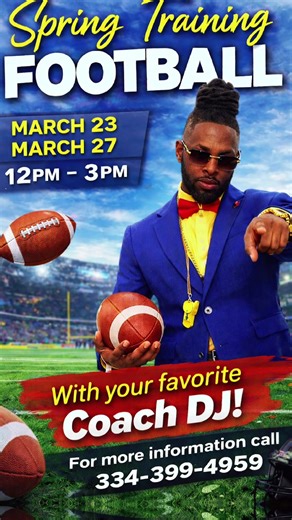 SPRING BREAK WIT COACH D.J.... AND ITS BIGGER THAN A PROGRAM‼️🏈🏆 AGES 4-14