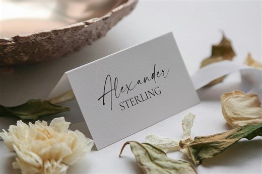 Rehearsal Dinner Place Cards Canva Template, Minimalist Wedding Name Tags, Elegant Escort Card, Modern Script Placecard, Digital Download - Etsy