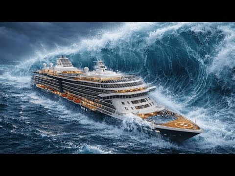 Luxury Cruise Ship Caught in Giant Tsunami | Ultra Realistic Ocean Disaster (AI VFX)