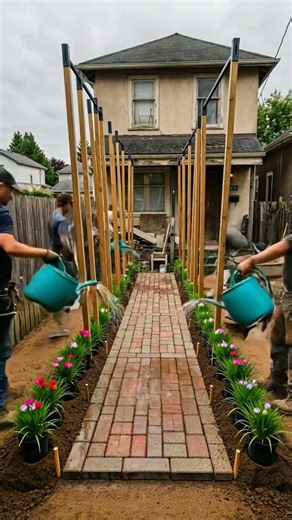 Elegant Two-Story House Front Yard Transformation Timelapse