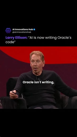 AI Innovations Hub on Instagram: "Oracle is pushing new ways to build software faster and at a much larger scale. At Oracle AI World 2025, Larry Ellison shared that more and more of Oracle’s software is now being written automatically. Instead of developers typing every line by hand, they explain what they want the software to do, and the system fills in the rest. It marks a shift in how software is built where technology isn’t just helping developers, but actively taking part in creating the co