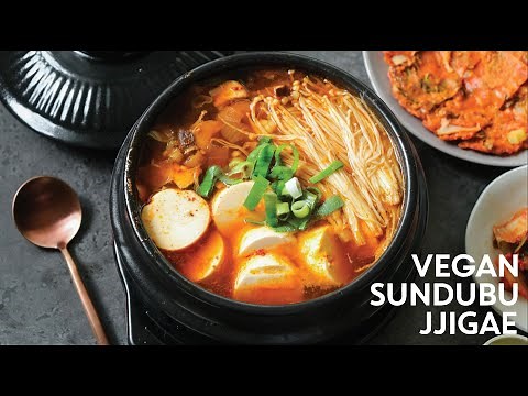 Vegan Sundubu Jjigae or Korean Soft Tofu Stew Recipe | Asian Food