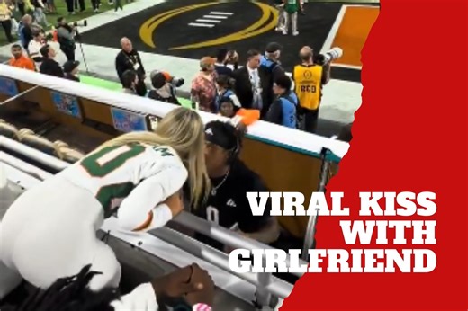 Miami WR Killian Mariot goes viral after kissing girlfriend Hannah Straub in the stands