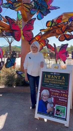 The one and only Gayla Peevey is here and ready to sing with all of you! Gayla is coming back to the Zoo tomorrow, Thursday, November 7 from 11 a.m. to 1 p.m. for a sing-along of her famous holiday tune "I Want a Hippopotamus for Christmas." Commemorative hippo shirts and more will be available for purchase during the event and in the Zoo's Safari Gift Shop through the end of the year. Admission to Gayla's sing-along is included with general Zoo admission. The sing-along will be hosted in the Lo