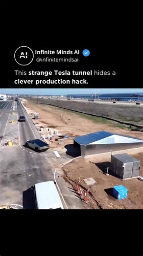 Artificial Intelligence (AI) • Tech • Business | Tesla built a tunnel to move Cybertrucks not cars. At Gigafactory Texas, Tesla constructed a 1,355-foot covered tunnel to transport... | Instagram
