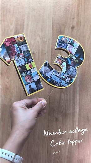 Number collage cake topper