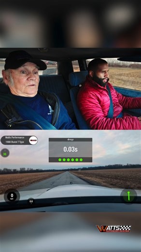 👴🏻 This ain't your average old man! 😜 Mr. Campbell said that he wanted ALL THE BOOST🚀🚀😁😁😁 🏁 We took his Turbo Buick out for a spin, and we clocked a 14.5 in the 1/4 mile. Truth is, I was sandbagging a bit—safely feeling out the new roads. 🏁 However, from the starting line ➡️ to the 1/8 mile, we were all in 100%—We ended up hitting a 9.24, which equates to a low 14 second pass. (painfully slow 🤷🏽‍♂️). It wouldn't even spin a tire out the hole. 📺 Stay tuned— you're about to see how we