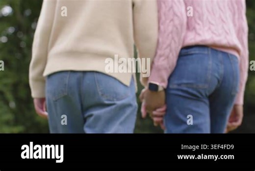 Woman walking across field triggers second woman entering, joining hands and donning Santa hats. Romantic, connection, nature, friendship, outdoor, seasonal, serenity Stock Video Footage - Alamy