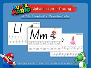 Super Mario Alphabet ABC Letter Tracing Handwriting Practice: Preschool and Kindergarten Fun Engaging Worksheet for Kids Activity - Etsy