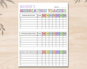 Medication Tracker Printable, Daily Weekly Log Chart, Medicine Schedule Planner, Pill Tracking, Health Chart, Medication Reminder, Easy Log - Etsy