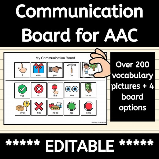Editable Communication Board for Non Verbal and Autism With Basic Low Tech AAC Picture Cards - Etsy